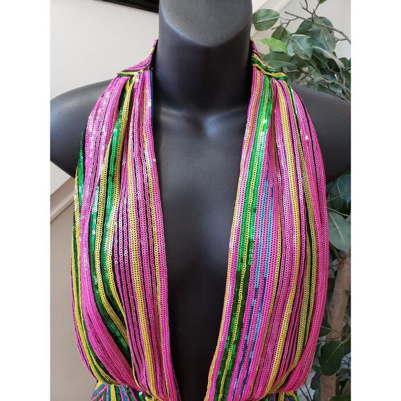 Fashion Nova Mini Dress Womens Medium Multi All Types Sequin Detailed Sleeveless - Picture 13 of 13